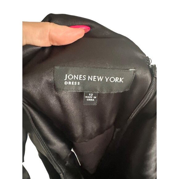 JONES NEW YORK Black Layered Cocktail Dress Size 12 - Picture 9 of 9